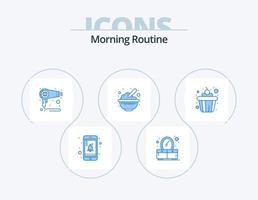 Morgenroutine blau Icon Pack 5 Icon Design. Essen. Kuchen. Haar. Erdnüsse. Essen vektor