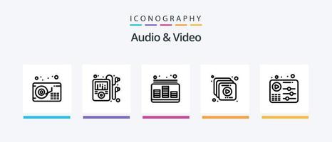 audio och video linje 5 ikon packa Inklusive video. disk. film. CD. multimedia. kreativ ikoner design vektor