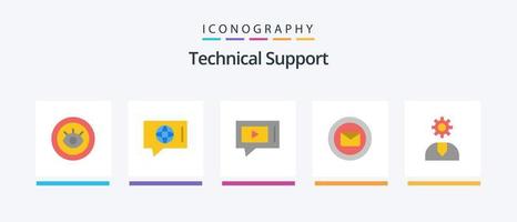 Technischer Support Flat 5 Icon Pack inklusive Anruf. Textnachricht. Plaudern. Unterstützung. Plaudern. kreatives Symboldesign vektor