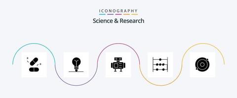 Science Glyph 5 Icon Pack inklusive . Struktur. Wissenschaft. Molekül. Wissenschaft vektor