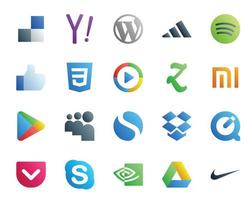 20 social media ikon packa Inklusive Dropbox mitt utrymme css appar xiaomi vektor