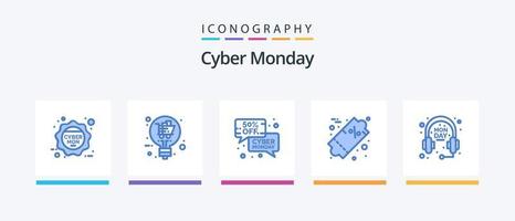 Cyber Monday Blue 5 Icon Pack inklusive E-Commerce. Verkauf. Rabatt. Preis. Verkauf. kreatives Symboldesign vektor