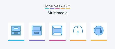 multimedia blå 5 ikon packa Inklusive . multimedia. fyrkant. kreativ ikoner design vektor