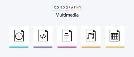 multimedia linje 5 ikon packa Inklusive . html. text. dokumentera. kreativ ikoner design vektor