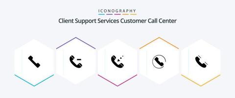 Call 25 Glyphen-Icon-Pack inklusive Ring. Telefon. eingehend. Kontakt. Telefon vektor