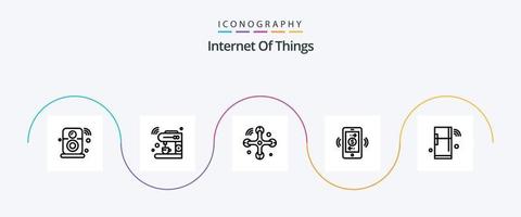 Symbolpaket für das Internet der Dinge, Linie 5, einschließlich Kommunikation. mobiler Dollar. Maschine. Verbindungen. Drohne vektor