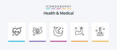 hälsa och medicinsk linje 5 ikon packa Inklusive . övervakning. medicin. medicinsk. resten tid. kreativ ikoner design vektor