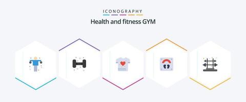 Gym 25 Flat Icon Pack inklusive Training. Fitness. Fitnessstudio. Wohlbefinden. Skala vektor