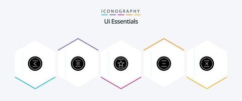 ui essentials 25 glyph icon pack inklusive delete. stornieren. Speisekarte. Stern. Favorit vektor