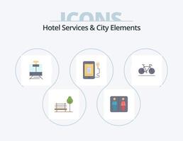 hotell tjänster och stad element platt ikon packa 5 ikon design. rörelse. plugg. tåg . full. mobil vektor