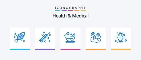 gesundheit und medizin blau 5 symbolpaket einschließlich medizin. Knochen. Kräuter. adn. medizinisch. kreatives Symboldesign vektor