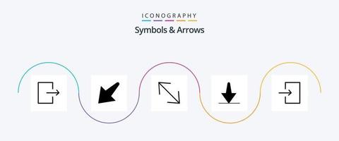 symboler och pilar glyf 5 ikon packa Inklusive . skala. inmatning. pil vektor