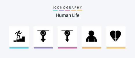 mänsklig glyf 5 ikon packa Inklusive mänsklig hjärta. hjärta. mänsklig. användare. mänsklig. kreativ ikoner design vektor