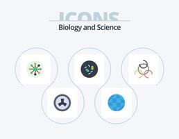 biologi platt ikon packa 5 ikon design. mikrob. bakterie. atom. biologi. laboratorium vektor