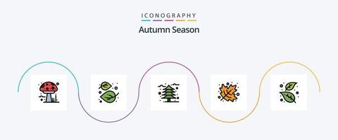 Herbstlinie gefülltes flaches 5-Icon-Paket einschließlich Herbst. das Erntedankfest. Baum. Blatt. kalt vektor