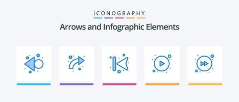 Pfeil blau 5 Icon Pack inklusive rechts. Pfeil. Pfeile. Taste. Pfeile. kreatives Symboldesign vektor