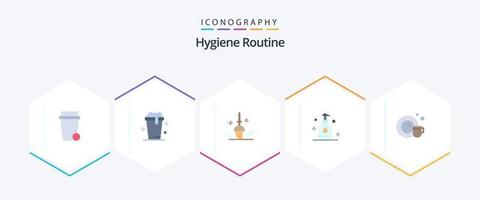 Hygieneroutine 25 Flat Icon Pack inklusive. Reinigung. Reinigung. Tasse. sauber vektor