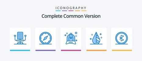 komplett allmänning version blå 5 ikon packa Inklusive kommunikation. verktyg. Tillbehör. invertera. Färg. kreativ ikoner design vektor