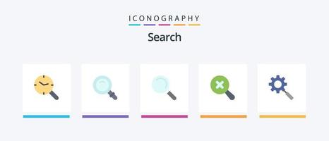Sök platt 5 ikon packa Inklusive miljö. forskning. hitta. Sök. Sök. kreativ ikoner design vektor