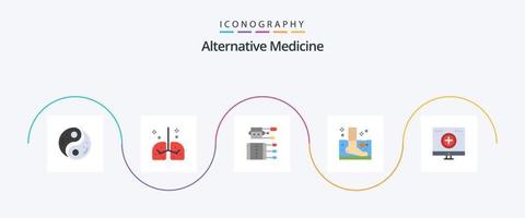 Alternativmedizin Flat 5 Icon Pack inklusive Spa. Fisch. medizinisch. Spa. Medizin vektor