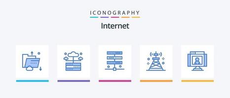 internet blå 5 ikon packa Inklusive torn. signal. server. nätverk. server. kreativ ikoner design vektor