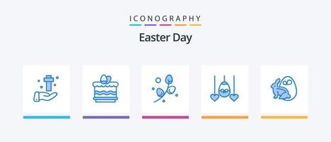 Easter Blue 5 Icon Pack inklusive Ei. Ostern. Ei. Herz. Urlaub. kreatives Symboldesign vektor