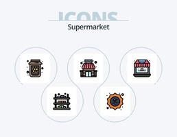 Supermarkt-Linie gefüllt Icon Pack 5 Icon Design. Mehlsack. Mehl. Getreide. Gemüse. Einkaufen vektor