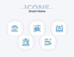 Smart Home Blue Icon Pack 5 Icon-Design. Netzwerkschutz. Daten. schlau. Internet-Sicherheit. Einstellung vektor