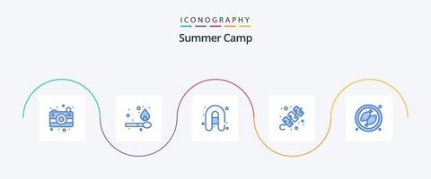 Summer Camp Blue 5 Icon Pack inklusive . treffen. reisen. Fisch. reisen vektor