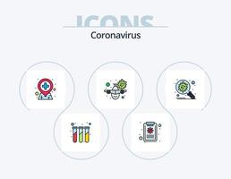 Coronavirus-Linie gefüllt Icon Pack 5 Icon Design. Gesundheitspflege. Medizin. Krankheiten. Kapsel. Fieber vektor