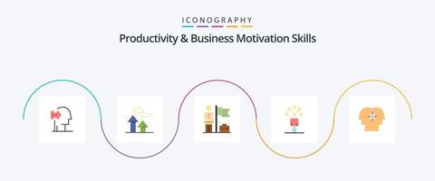 produktivitet och företag motivering Kompetens platt 5 ikon packa Inklusive talang. förbindelse. gränser. förmågor. flagga vektor