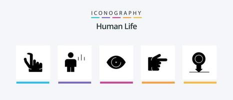 Human Glyph 5 Icon Pack inklusive Sex. menschlich. Auge. Rechts. Finger. kreatives Symboldesign vektor
