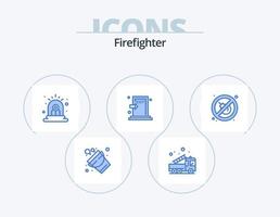 Feuerwehrmann blau Icon Pack 5 Icon Design. Ausfahrt. evakuieren. LKW. fliehen. Sirene vektor