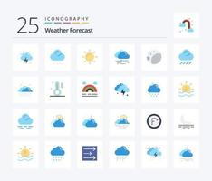 Wetter 25 Flat Color Icon Pack inklusive Regen. Mond. Sonne. Rückseite. windig vektor