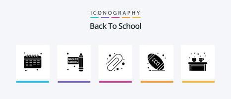 Back to School Glyph 5 Icon Pack inklusive . Ausbildung. Büroklammer. trinken. Kaffee. kreatives Symboldesign vektor