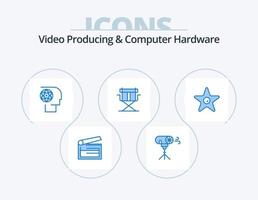 Videoproduktion und Computerhardware Blue Icon Pack 5 Icon Design. faltbar. Direktor. speziell. Stuhl. Film vektor