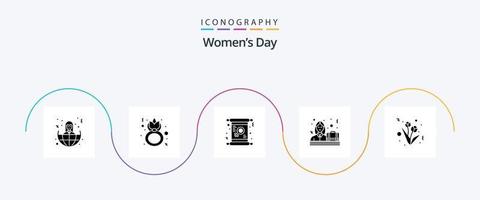 Womens Day Glyph 5 Icon Pack inklusive Frau. Frauen. zelebrieren. Geschäft. einladen vektor