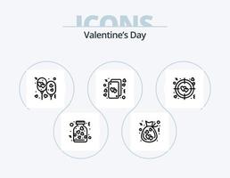 valentines dag linje ikon packa 5 ikon design. hjärtan. romantik. kaka. kärlek. flaska vektor