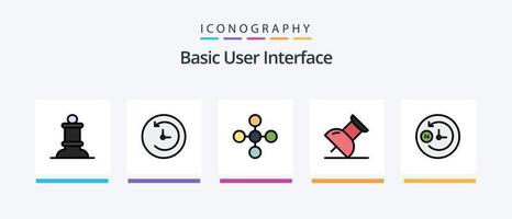 Grundlinie gefülltes 5-Icon-Paket einschließlich . Topologie. Unterstützung. Netzwerk. Aktie. kreatives Symboldesign vektor