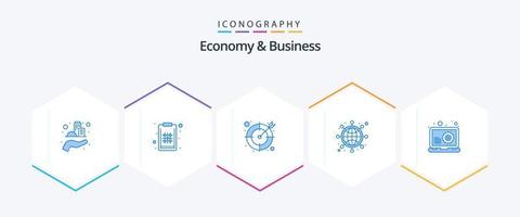 ekonomi och företag 25 blå ikon packa Inklusive seo. företag. värld bred. nätverk vektor