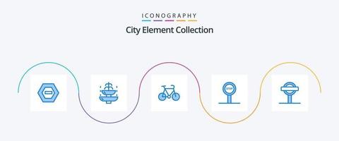 City Element Collection Blue 5 Icon Pack inklusive Schild. Reise. Tourist. stoppen. reisen vektor