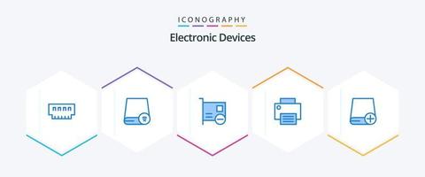 enheter 25 blå ikon packa Inklusive grej. datorer. grej. pci. enheter vektor