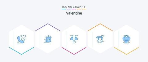 valentine 25 blå ikon packa Inklusive kärlek. nod. par. musik nod. kärlek vektor