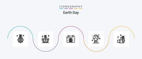 Earth Day Line 5 Icon Pack inklusive Erde. die Glühbirne. Tag. Licht. Schutz vektor