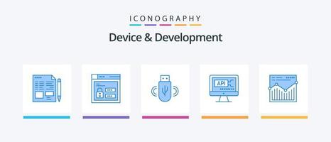 Gerät und Entwicklung Blue 5 Icon Pack inklusive Web. Ausbildung. USB . Kodierung. Computer. kreatives Symboldesign vektor