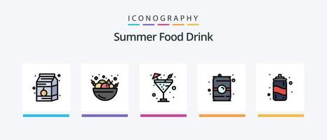 sommar mat dryck linje fylld 5 ikon packa Inklusive is grädde. sommar. mat. vatten. mat. kreativ ikoner design vektor
