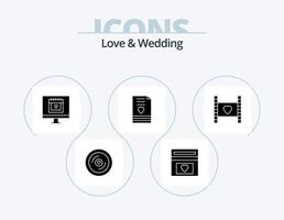 Liebe und Hochzeit Glyphe Icon Pack 5 Icon Design. Brief. Herz. Hochzeit. Liebhaber vektor