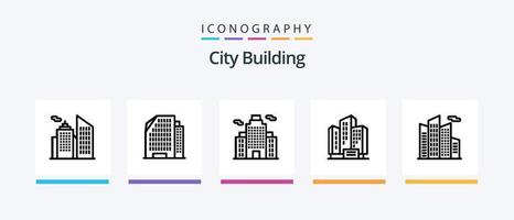 City Building Line 5 Icon Pack inklusive . shop.. kreatives ikonendesign vektor