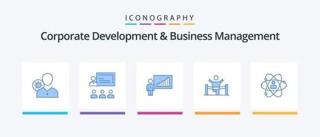 Unternehmensentwicklung und Unternehmensführung Blue 5 Icon Pack inklusive Gewinner. Bemühungen. Geschäft. Diagramm. Graph. kreatives Symboldesign vektor