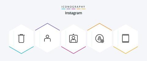 Instagram 25-Zeilen-Icon-Pack inklusive Zeitleiste. instagram. Kontakt Galerie. Kontakt vektor